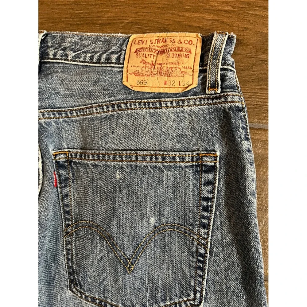 Vintage Levis 569 Loose Straight Mens Blue Denim Jeans 32x34 (32x30) Medium Wash